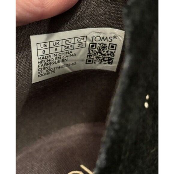 TOMS Kallie Womens 8 Black Suede Booties Stack Wedge Heel Casual Ankle Boots New - Picture 6 of 6